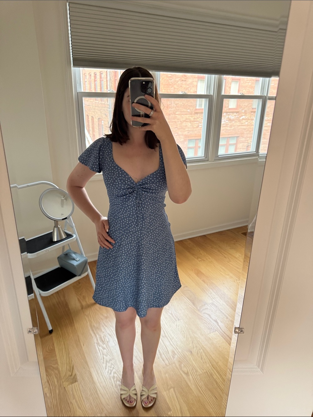 Levi’s Blue Floral Shirred Front Mini Dress size small